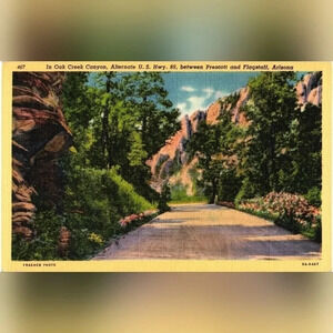 5A-H467. IN OAK CREEK CANYON, HWY U.S. 89- Vintage Postcard